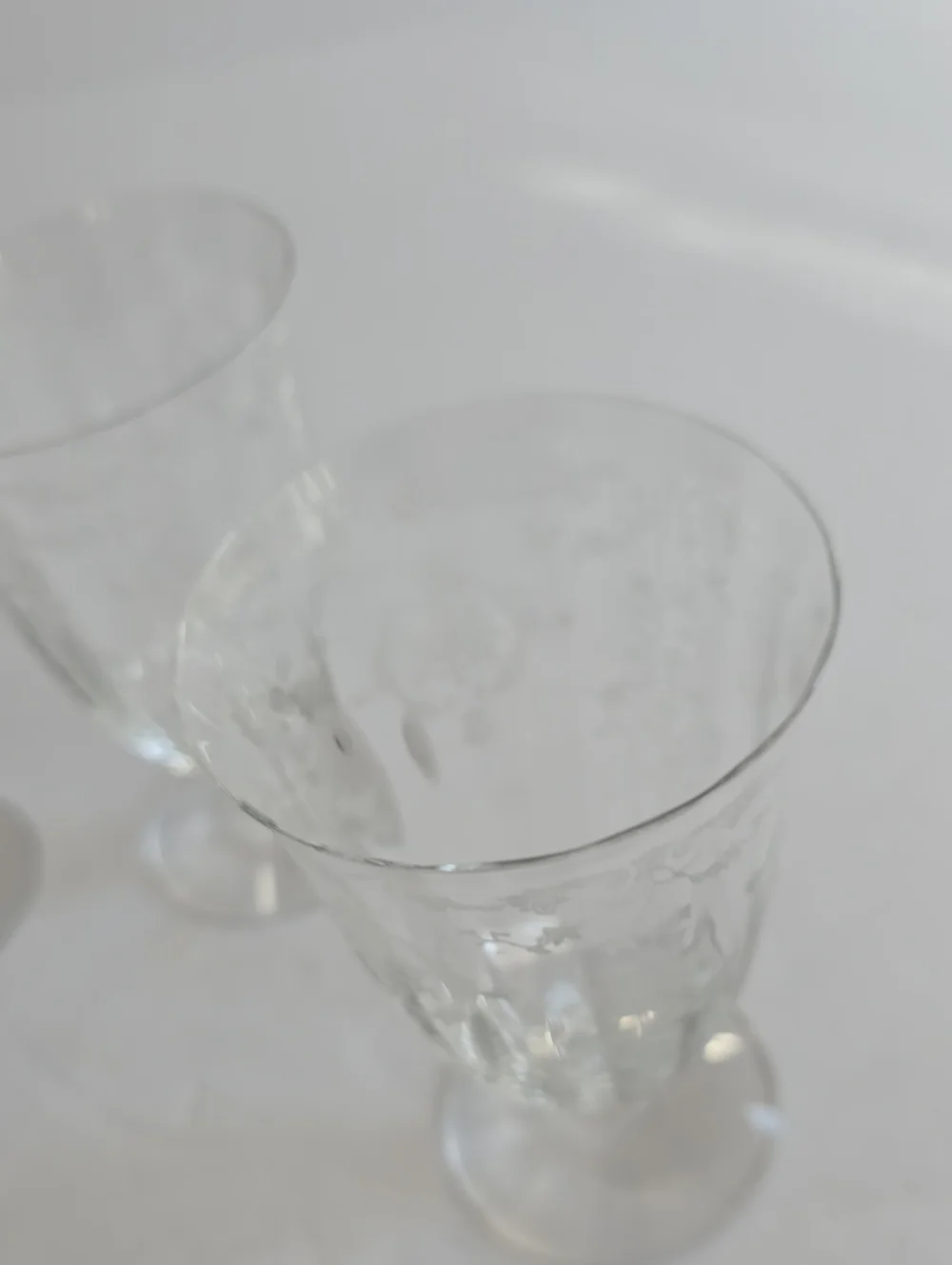 Vintage Fostoria Navarre Set Of 4 Etched Footed Glass Goblets